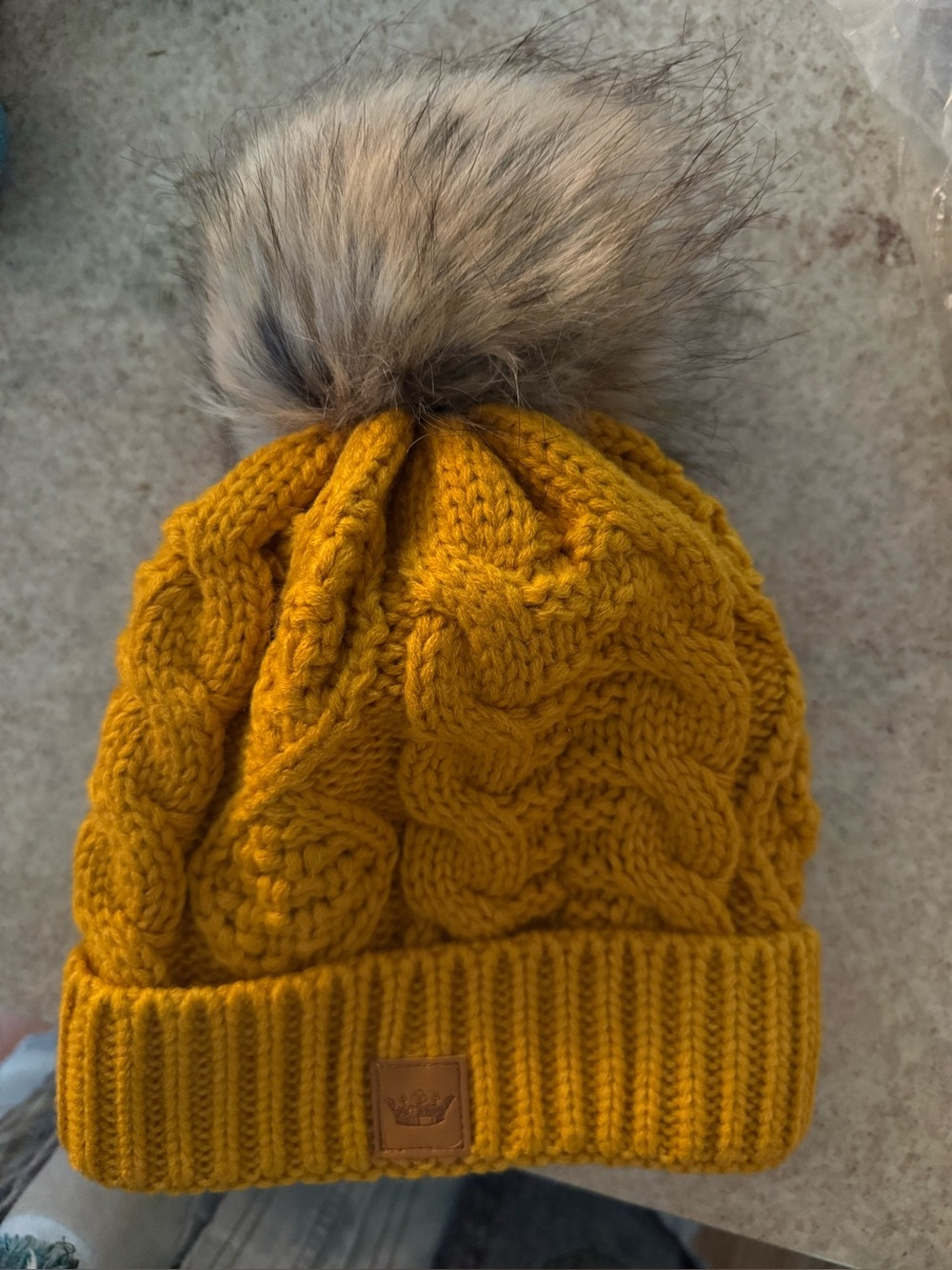 Golden Knit Pom Beanie